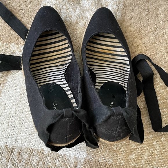 Apt 9 Black Lace Up Espadrille Wedges size 9.5 - Picture 6 of 9